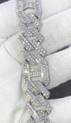 Sharp Baguette Mariner Figaro Iced Out Hip Hop Bracelet -Wandr Jewelry Store sharp baguette mariner figaro iced out hip hop bracelet white gold 8 hiphopbling 268586