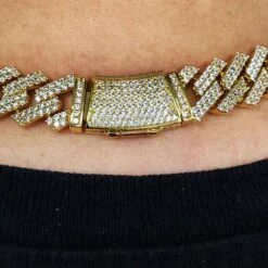 Sharp Cuban Bling Bling Chain 14MMWhite / Yellow Gold -Wandr Jewelry Store sharp cuban bling bling chain 14mm white yellow gold yellow gold 18 hiphopbling 126020