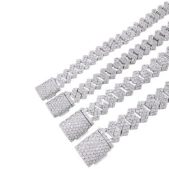 Sharp Cuban Miracle Set Real Diamond Bracelet .925 Sterling Silver | 4 Sizes