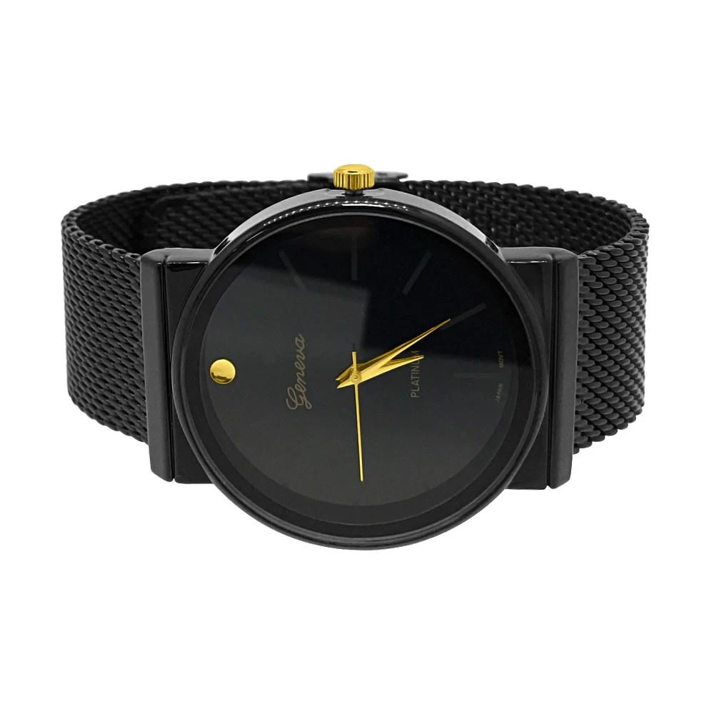 Smooth Round All Black Mesh Band Watch 1 Smooth Round All Black Mesh Band Watch