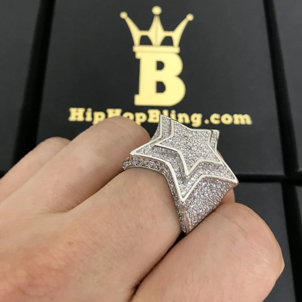 Super Star Rhodium CZ Bling Bling Ring 2 Super Star Rhodium CZ Bling Bling Ring - Image 2