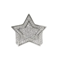 Super Star Rhodium CZ Bling Bling Ring