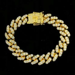 Tennis Cuban Link Hip Hop Bling Bling Bracelet 13MM -Wandr Jewelry Store tennis cuban link hip hop bling bling bracelet 13mm yellow gold 8 hiphopbling 575015