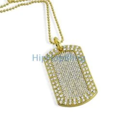 Totally Iced Out Blizzard Gold Dog Tag & Chain