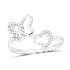 Triple Heart Open Diamond Ring 10K Gold -Wandr Jewelry Store triple heart open diamond ring 10k gold 10k rose gold hiphopbling 712971