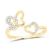 Triple Heart Open Diamond Ring 10K Gold
