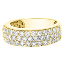 Triple Row 2.30cttw Diamond Ring 14K Yellow Gold