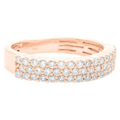 Triple Row .93cttw Diamond Ring 14K Rose Gold