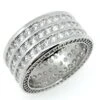 Triple Row CZ Eternity Band Bling Bling Ring In Rhodium