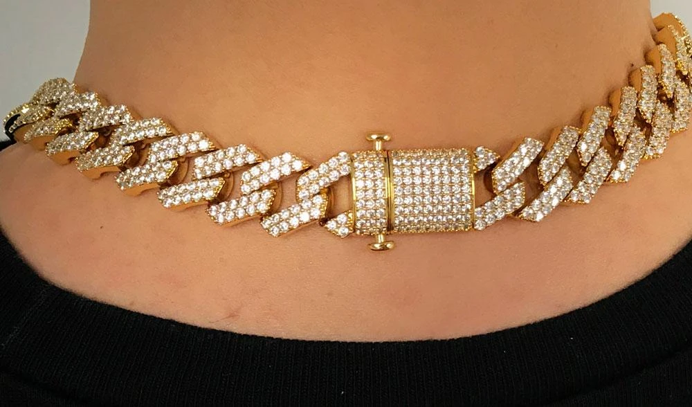 Turkish Cuban Bling Bling Chain 14MMWhite / Yellow Gold 3 Turkish Cuban Bling Bling Chain 14MMWhite / Yellow Gold - Image 3