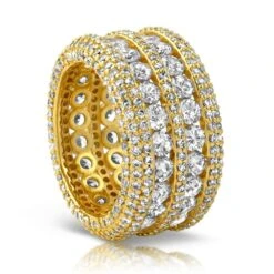 Ultimate Boss Bling Bling CZ Eternity Mens Ring In Gold