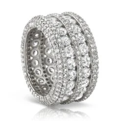 Ultimate Boss Bling Bling CZ Eternity Mens Ring In Rhodium