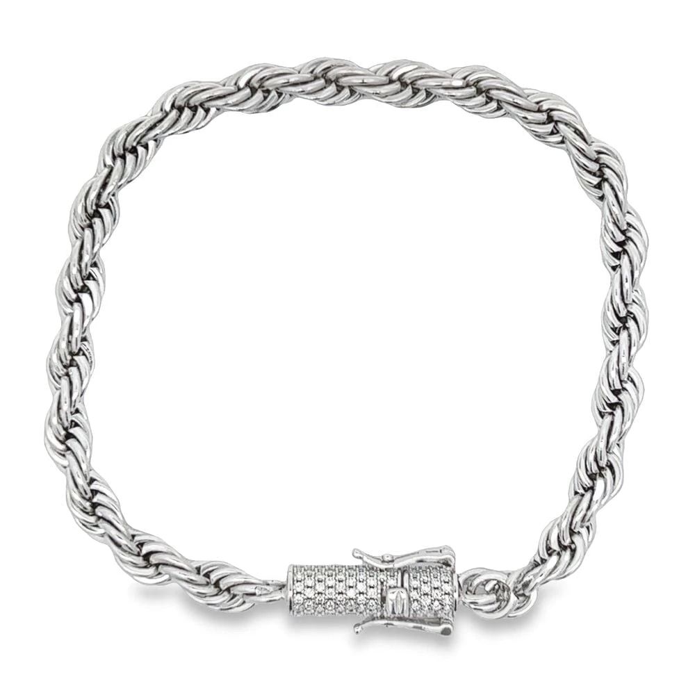 VVS Moissanite French Rope Bracelet Steel / .925 Silver 5 VVS Moissanite French Rope Bracelet Steel / .925 Silver - Image 5