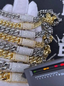 VVS Moissanite Miami Cuban Chain Steel / .925 Silver -Wandr Jewelry Store vvs moissanite miami cuban chain steel 925 silver hiphopbling 594850