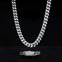 VVS Moissanite Miami Cuban Chain Steel / .925 Silver -Wandr Jewelry Store vvs moissanite miami cuban chain steel 925 silver hiphopbling 738808