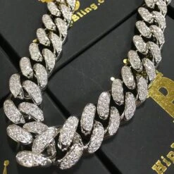 White Gold 19MM Cuban Link Iced Out CZ Chain