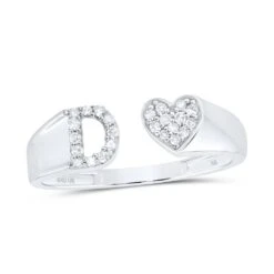 Womens Initial Letter Heart Diamond Ring 10K Gold -Wandr Jewelry Store womens initial letter heart diamond ring 10k gold d 10k white gold hiphopbling 653222