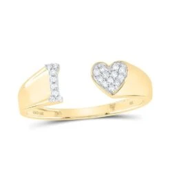 Womens Initial Letter Heart Diamond Ring 10K Gold -Wandr Jewelry Store womens initial letter heart diamond ring 10k gold i 10k yellow gold hiphopbling 443156